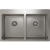 JULIEN ProInox H75 Collection Top-Mount Stainless Steel Sink with Double Bowl, ProInox H75, 31''W x 20''D x 9''H