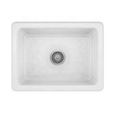 JULIEN ProTerra M125 Collection Fireclay Farmhouse Sink with Single Bowl, Glossy White, 24''W x 18-1/8''D x 9-7/8''H