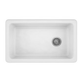JULIEN ProTerra M125 Collection Fireclay Farmhouse Sink with Single Bowl, Glossy White, 30''W x 18-1/8''D x 9-7/8''H