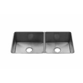 JULIEN J7® Collection Undermount Sink with Double Bowl, Larger Left Bowl, 16 Gauge Stainless Steel,  35-1/2''W x 17-1/2''D x 8''H