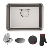 KRAUS Dex™ 25'' Undermount Single Bowl TRU16 Gauge Stainless Steel Kitchen Sink with DrainAssure WaterWay and VersiDrain Assembly in Radiant Pearl Finish