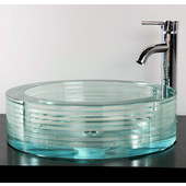  Layered Glass Vessel Bathroom Sink, 18'' D X 5'' H, I.D. 13-3/4'' D, Clear Finish