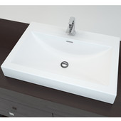  Countertop Sink with Deck Mount Hole and Overflow, Solidtech Surface, 25''W x 16-1/2''D x 5-3/8''H, White