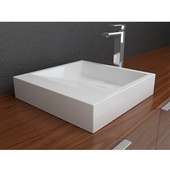  Above Counter Bathroom Sink with Overflow and Pre-Drilled Hole, Solidtech Surface, 18'' W x 18'' D x 4'' H, White Matte
