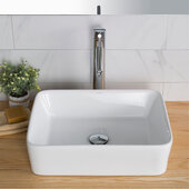  Elavo™ Modern Rectangular Vessel White Porcelain Ceramic Bathroom Sink, 19'' W Ramus™ Single Handle Vessel Bathroom Sink Faucet With Pop-Up Drain In Spot Free Stainless Steel, 19-1/4'' W x 15-1/4'' D x 5-3/8'' H