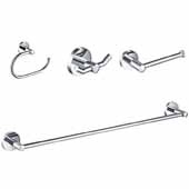  Elie™ 4-Piece Bath Hardware Set With 24'' W Towel Bar, Paper Holder, Towel Ring And Robe Hook In Chrome