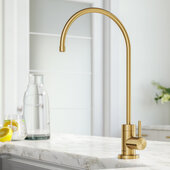 KRAUS Purita™ 100% Lead-Free Kitchen Water Filter Faucet in Brushed Brass, Faucet Height: 12'' H, Spout Reach: 6'' D, Spout Height: 8-3/8'' H