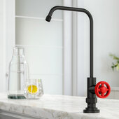 KRAUS Urbix™ 100% Lead-Free Kitchen Water Filter Faucet in Matte Black/Red, Faucet Height: 11'' H, Spout Reach: 5-3/8'' D, Spout Height: 9-3/8'' H
