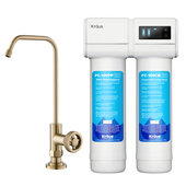  Purita#8482 2-Stage Under-Sink Filtration System with Urbix#8482 Single Handle Drinking Water Filter Faucet in Brushed Gold, Spout Height: 9-3/8'' H; Spout Reach: 5-3/8'' D