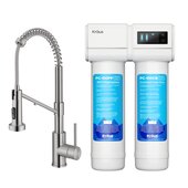  Bolden™ 2-in-1 Commercial Style Pull-Down Single Handle Water Filter Kitchen Faucet in Spot-Free Stainless Steel with Purita™ 2-Stage Under-Sink Filtration System, Spout Height: 6-3/8'' H; Spout Reach: 8-5/8'' D
