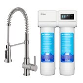 Britt™ 2-in-1 Commercial Style Pull-Down Single Handle Water Filter Kitchen Faucet in Spot-Free Stainless Steel with Purita™ 2-Stage Under-Sink Filtration System, Spout Height: 5-3/4'' H; Spout Reach: 8-1/2'' D