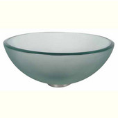  Frosted Glass Vessel Sink with Chrome Pop-Up Drain & Mounting Ring, 14''D x 5-1/2''H