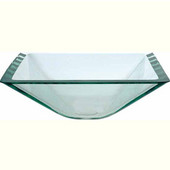  Aquamarine Square Clear Glass Vessel Sink, 16-1/2'' W x 16-1/2'' D x 5-1/2'' H