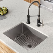 KRAUS 23'' 16 Gauge Standart PRO™ Kitchen Sink Combo Set with Bolden™ 18'' Kitchen Faucet and Soap Dispenser, Stainless Steel Matte Black Finish