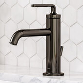 KRAUS Ramus™ Single Handle Bathroom Sink Faucet with Lift Rod Drain in Gunmetal, Faucet Height: 7-1/2'' H, Spout Reach: 5-1/2'' D, Spout Height: 3-3/8'' H