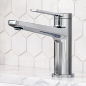 KRAUS Indy™ Single Handle Bathroom Faucet in Chrome, Faucet Height: 6-1/4'' H, Spout Reach: 5-1/8'' D, Spout Height: 4-5/8'' H