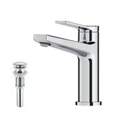 KRAUS Indy™ Single Handle Bathroom Faucet with Matching Pop-Up Drain in Chrome, Faucet Height: 6-1/4'' H, Spout Reach: 5-1/8'' D, Spout Height: 4-5/8'' H