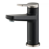 KRAUS Indy™ Single Handle Bathroom Faucet In Spot Free Stainless Steel/Matte Black, Spout Height: 4-5/8'', Spout Reach: 5-1/8''