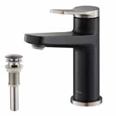  Indy� Single Handle Bathroom Faucet in Spot Free Stainless Steel/Matte Black with Matching Satin Nickel Pop-Up Drain and Overflow