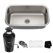  Premier 31-1/2'' Wide Undermount Single Bowl 16 Gauge Stainless Steel Kitchen Sink with WasteGuard™ Continuous Feed Garbage Disposal