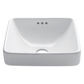  Elavo Ceramic Square Semi-Recessed Bathroom Sink with Overflow, White