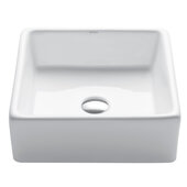  White Square Ceramic Sink, 15'' W x 15'' D x 5-1/4'' H