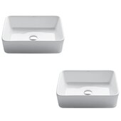 KRAUS Elavo™ Modern Rectangular Vessel White Porcelain Ceramic Bathroom Sink, 19 inch (2-Pack), 20-5/8'' W x 14-3/8'' D x 8-1/8'' H