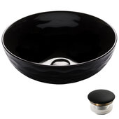  Viva™ Round Black Porcelain Ceramic Vessel Bathroom Sink with Pop-Up Drain, 16-1/2''Diameter x 5-1/2''H