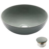  Viva™ Round Gray Porcelain Ceramic Vessel Bathroom Sink with Pop-Up Drain, 16-1/2''Diameter x 5-1/2''H