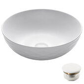  Viva™ Round White Porcelain Ceramic Vessel Bathroom Sink with Pop-Up Drain, 16-1/2''Diameter x 5-1/2''H