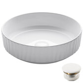  Viva™ Round White Porcelain Ceramic Vessel Bathroom Sink with Pop-Up Drain, 15-3/4''Diameter x 4-3/4''H