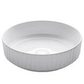  Viva Round Vertical Rippled Exterior Porcelain Ceramic Vessel Bathroom Sink in White Finish, 15-3/4'' Diameter x 4-3/4'' H