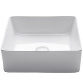  Viva Square Porcelain Ceramic Vessel Bathroom Sink in White Finish, 15-5/8'' W x 15-5/8'' D x 5-1/8'' H