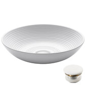  Viva™ Round White Porcelain Ceramic Vessel Bathroom Sink with Pop-Up Drain, 16-1/2''Diameter x 4-3/8''H
