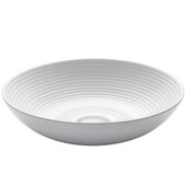  Viva Round Flattened Rippled Interior Porcelain Ceramic Vessel Bathroom Sink in White Finish, 16-1/2'' Diameter x 4-3/8'' H