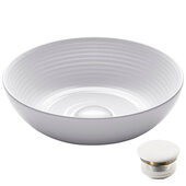  Viva™ Round White Porcelain Ceramic Vessel Bathroom Sink with Pop-Up Drain, 13''Diameter x 4-3/8''H