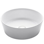  Viva Round Horizontal Rippled Exterior Porcelain Ceramic Vessel Bathroom Sink in White Finish, 15-3/4'' Diameter x 5-3/8'' H