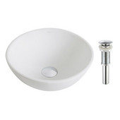  Elavo White Ceramic Small Round Vessel Bathroom Sink with Pop-Up Drain, Chrome