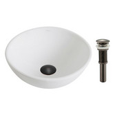  Elavo White Ceramic Small Round Vessel Bathroom Sink with Pop-Up Drain, Oil Rubbed Bronze