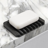  Self-Draining Silicone Soap Dish / Sponge Holder for Bathroom or Kitchen Counter in Black, 4-1/2'' W x 3-1/8'' D x 3/8'' H