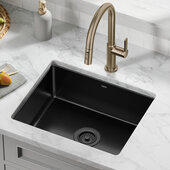 KRAUS Pintura™ 21'' Undermount Porcelain Enameled Steel Single Bowl Kitchen Sink in Black, Outside: 21-1/4'' W x 17-3/8'' D x 7-3/4'' H, Inside Bowl: 19-3/4'' W x 15-3/4'' D x 7-7/4'' H