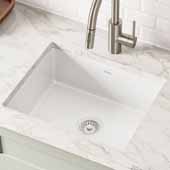  Undermount Porcelain Enameled Steel Single Bowl Kitchen Sink in White