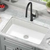 KRAUS Pintura™ 32'' Undermount Porcelain Enameled Steel Single Bowl Kitchen Sink in White, Outside: 31-1/2'' W x 19'' D x 8-1/8'' H, Inside Bowl: 30'' W x 17-3/4'' D x 7-7/8'' H