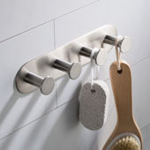  Elie™ Bathroom 4-Hook Robe and Towel Hook Rack, Brushed Nickel, 9'' W x 1-5/8'' D x 2'' H