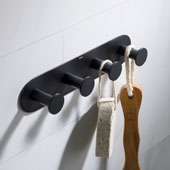  Elie™ Bathroom 4-Hook Robe and Towel Hook Rack, Matte Black, 9'' W x 1-5/8'' D x 2'' H