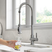 KRAUS Britt™ 2-in-1 Commercial Style Pull-Down Single Handle Water Filter Kitchen Faucet for Reverse Osmosis or Water Filtration System in Spot Free Stainless Steel, Faucet Height: 22'' H, Spout Height: 5-3/4'' H, Spout Reach: 8-1/2'' D