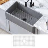 KRAUS Turino™ 33'' Farmhouse Reversible Apron Front Fireclay Single Bowl Kitchen Sink in Matte Grey, 33'' W x 18-1/4'' D x 10'' H