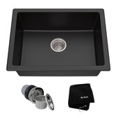  KRS-KGD-410B, 24'' Dual Mount Single Bowl Black Onyx Granite Kitchen Sink
