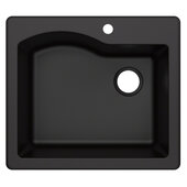  Quarza™ 25'' Dual Mount Single Bowl Granite Kitchen Sink in Black, 25'' W x 22'' D x 9-1/2'' H