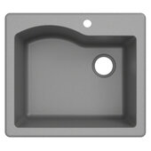  Quarza™ 25'' Dual Mount Single Bowl Granite Kitchen Sink in Grey, 25'' W x 22'' D x 9-1/2'' H